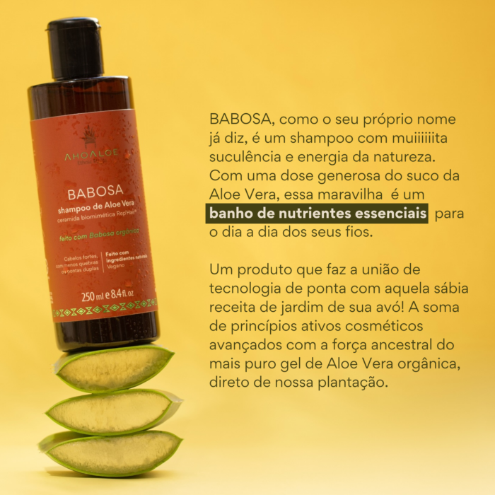 Shampoo de Aloe Vera BABOSA - Ceramida Biomimética - 250ml - Imagem 2