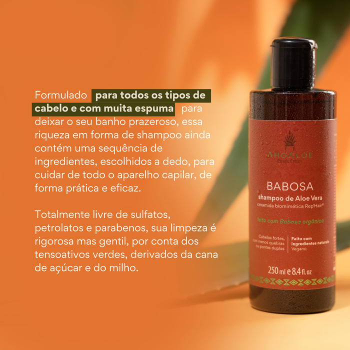 Shampoo de Aloe Vera BABOSA - Ceramida Biomimética - 250ml - Imagem 4